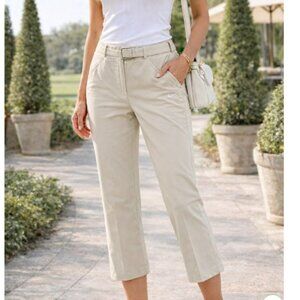 Nike Women's Golf Pants Cropped Size 2 XS Khaki Hem Zippers Dri Fit Pockets Gym